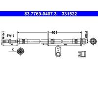 ATE Tuyau de frein 83.7769-0407.3 pour FORD Transit Connect Monospace