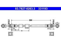 ATE Flexible de frein arrière 83.7827-0263.3 pour Ford B-MAX / Fiesta VI