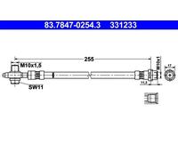 ATE Flexible de frein 83.7847-0254.3 pour VW, AUDI, SEAT, SKODA