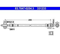 Flexible de frein 83.7847-0254.3 ATE pour VW AUDI SEAT SKODA