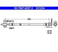 Flexible de frein 83.7847-0257.3 ATE pour AUDI SEAT SKODA VW