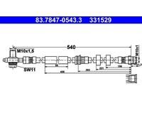 Flexible de frein 83.7847-0543.3 ATE pour SKODA VW AUDI SEAT