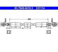 Flexible de frein 83.7849-0419.3 ATE pour AUDI VW