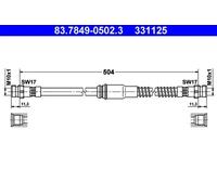 Flexible de frein 83.7849-0502.3 ATE pour AUDI SEAT SKODA VW
