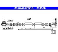 Flexible de frein 83.8247-0636.3 ATE pour SEAT AUDI VW CUPRA SKODA