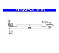 ATE Flexible de frein 24.5143-0264.3 pour SEAT, SKODA