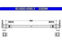Flexible de frein ATE 83.6203-0250.3 pour MERCEDES-BENZ UNIMOG 3.78 1977-199
