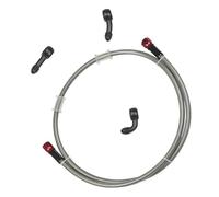 Flexible de frein Vis Banjo 0°/ 28°/ 90° ; Durite De Frein Tressée Argentée Transparente Pour Moto Tuyau D'embrayage Hydraulique Conduite D'huile Du Maître-cylindre(1100mm)