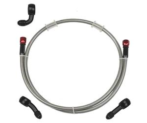 Flexible de frein Vis Banjo 0°/ 28°/ 90° ; Durite De Frein Tressée Argentée Transparente Pour Moto Tuyau D'embrayage Hydraulique Conduite D'huile Du Maître-cylindre(400mm)