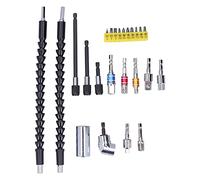 Flexible Drill Bit Extension Set | 11.8in Stainless Steel Right Angle Adapter for Tight Spaces | 90° Bendable Screwdriver for Computers/Cars/Electrical | 26 - Piece Kit