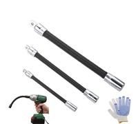 Flexible Extension Socket & Shaft Set, 360° Flex Impact Extension, Ratchet Extender for Automotive & Tight Spaces (Black-3ps)