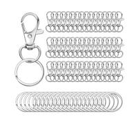 Flexible Keychain Hook Budle Ring Set 100pcs / Set Key Chains Metal Lobster Glaw Clasp With Annels Colliers de chien Backpacks DIY Argent