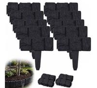 Flexible Plastic Garden Edging 2.5m - 10 Pcs Stone Effect Grey Border Fence, No-Dig Landscape Kit for Flower Beds, Walkways & Driveways