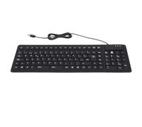 Flexible Silicone 108 Key Spanish Keyboard Fully Sealed Silent Soft Portable USB Wired Computer Keyboard with Foldable Water Safe Design for Desktop Computer Laptop