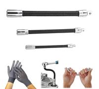 Flexible Socket Extension, 1/4 3/8 1/2 In Flexible Drill Bit Extension, Flexibles Connecting Rod Set, Long Connecting Rod Electric Impact Drill Adapter for Tight Spaces (black)