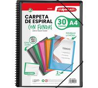 Flexible Spiral Binder,30 A4 Clear Pockets,Elastic Closure,Polypropylene Lid,Customizable Cover,School Office Use,Black