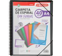 Flexible Spiral File Folders-40 Clear Pockets,A4,Elastic Closure,Polypropylene Cover,Customizable,School And Office Use-Black