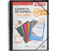Flexible Spiral Folder-60 Clear Pockets A4 Elastic Closure Polypropylene Cover Customisable School And Office Use-Black