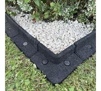 FlexiBorder Lot de 2 coins extérieurs en caoutchouc noir à 90° - Bordure de jardin pour pelouse, allées et parterres de fleurs