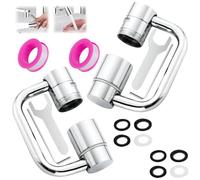 Flexiflow 1080° Rotating Faucet Extender, 1440° Rotatable Faucet Aerator Extension, Rotatable Faucets Sprayer Attachment for Indoor Kitchen/Bathroom Sink with 2 Model Splash(2Pcs)