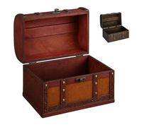 flexilife Coffre au Trésor - Coffret Vintage pour Cadeaux, Coffre Décoratif & Coffre Pirate - Boîte à Souvenirs Polyvalente (Marron Clair Imitation Cuir, Grand 40 × 30 × 25 cm) (marron clair, M)