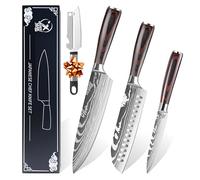 Fleximaxx Home couteau cuisine couteaux de cuisine de Couteaux Chef 8”, Santoku 7”, Utilitaire 5” et Éplucheur couteau de cuisine