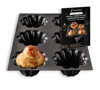 Flexipan Moule Brioche Maison Individuelle - 6 Briochettes - Forme Parfaite - Multi Usages Patisserie, Cake, Apéritif - Cuisson Homogène, Antiadhésif, Grande Profondeur - Recette Traditionnelle