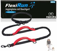 FlexiRun Laisse de jogging avec ceinture ventrale Laisse de course pour chien Laisse de vélo élastique