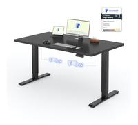 FLEXISPOT 2 Moteurs Bureau Assis Debout 140x80 Une Pièce, Bureau Debout électrique avec Panneau à Fonctions Mémoires, Table Réglable en Hauteur Électrique, Charge 100kg, Noir+Noir