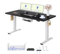 FLEXISPOT 2 Moteurs Bureau Assis Debout 140x80 Une Pièce, Bureau Debout électrique avec Panneau à Fonctions Mémoires, Table Réglable en Hauteur Électrique, Charge 100kg, Blanc+Noir
