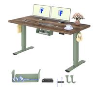 FLEXISPOT 2 Moteurs Bureau Assis Debout 160x80 Une Pièce, Bureau Debout électrique avec Panneau à Fonctions Mémoires, Table Réglable en Hauteur Électrique, Charge 100kg, Vert Menthe+Marron
