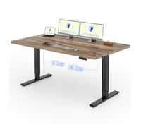 FLEXISPOT 2 Moteurs Bureau Assis Debout 180x80 Une Pièce, Bureau Debout électrique avec Panneau à Fonctions Mémoires, Table Réglable en Hauteur Électrique, Charge 100kg, Noir+Marron