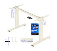 FLEXISPOT Basic Bureau Assis Debout, Cadre Bureau Assis Debout avec 4 Mémoire & Système Anticollision, Cadre Acier 2 Niveaux, avec Accessoires Pratiques, Idéal & Télétravail, Mousse Blanc