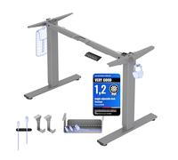 FLEXISPOT Basic Bureau Assis Debout, Cadre de Bureau Assis Debout avec 4 Mémoire & Système Anticollision, Cadre Acier 2 Niveaux, avec Accessoires Pratiques, Idéal Bureau & Télétravail, Gris