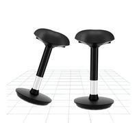 FLEXISPOT BH4 Lot de 2 Tabouret Pivotant, Chaise Ergonomique Réglable en Hauteur, Housse Assis Debout Dynamique pour la Santé du Dos, Capacité de Charge 136kg, Coussin Noir+Pied Noir