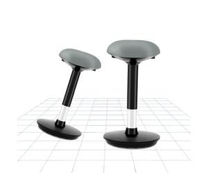 FLEXISPOT BH4 Lot de 2 Tabouret Pivotant, Chaise Ergonomique Réglable en Hauteur, Housse Assis Debout Dynamique pour la Santé du Dos, Capacité de Charge 136kg, Coussin Gris+Pied Noir