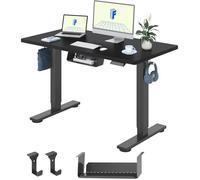 FlexiSpot Bureau Assis-Debout 100x60cm, Bureau Électrique Réglable, Bureau avec Crochet, Charge Max 70kg (Plateau Noir)