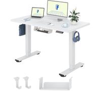 FlexiSpot Bureau Assis-Debout 100x60cm, Bureau Électrique Réglable, Bureau avec Crochet, Charge Max 70kg (Plateau Blanc)