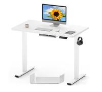 FLEXISPOT Bureau Assis Debout 100x60cm, Plateau Complet, Bureau Réglable en Hauteur Électrique, Bureau Informatique avec Crochet et Rappel Position Assis-Debout, Blanc