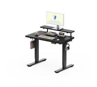 FLEXISPOT Bureau Assis Debout 110x54 cm avec Rehausseur d’Écran et Rangement, Charge 100 kg, Table Réglable en Hauteur avec Mémoire, Étagère & Tiroirs, Assemblage Facile, Noir