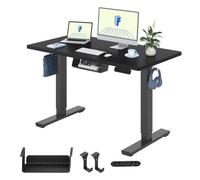 FlexiSpot Bureau Assis Debout 120x60 cm, Bureau Réglable Électrique, Bureau avec Crochet, Charge 60kg, Noir
