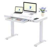 FLEXISPOT Bureau Assis Debout 120x60, Tiroir, USB-C, Verrouillage Enfant | Plateau monobloc FSC, tiroir, commande encastrée, USB-C, verrouillage enfant, anti-collision, 4 mémoires, garantie 7 ans