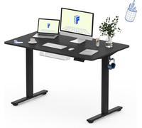 FlexiSpot Bureau Assis-Debout 120x60cm, Bureau Électrique Réglable, Informatique avec Crochet, Charge Max 70kg (Plateau Noir)