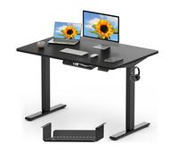 FLEXISPOT Bureau Assis Debout 120x60cm, Plateau Complet, Table Réglable en Hauteur Électrique, Bureau Informatique avec Crochet(Cadre Noir+Plateau Noir)