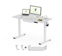 FlexiSpot Bureau Assis-Debout 120x60cm, Bureau Électrique Réglable, Informatique avec Crochet, Charge Max 70kg (Plateau Blanc)