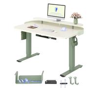 FLEXISPOT Bureau Assis Debout 120x80cm avec Rangement, Double Moteur, Bureau Réglable en Hauteur avec Mémoire, Bureau Enfant, Coiffeuse, Télétravail et Chambre, Vert Menthe + Mousse Blanche