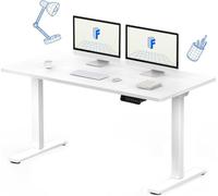 FLEXISPOT Bureau Assis Debout 140 x 70 cm avec 2 Moteurs Puissants, Bureau Stable Réglable en Hauteur, Table Électrique avec Fonction Mémoire (Blanc + Blanc)