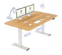 FLEXISPOT Bureau Assis Debout 140x70 avec 2 Moteurs Puissants, Charge 120kg, Bureau Électrique avec Fonction Mémoire (Cadre Blanc+Plateau Érable)