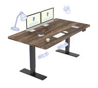 FLEXISPOT Bureau Assis Debout 140x70 avec 2 Moteurs Puissants, Charge 120kg, Bureau Électrique avec Fonction Mémoire (Cadre Noir+Plateau Marron)