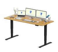 FLEXISPOT Bureau Assis Debout 160 * 80 Électrique avec Double Moteur Port USB, Plateau Monobloc 25mm, Pieds à 3 Niveaux, 120 kg de Charge, 4 Mémoires, Détection d’Obstacle, Érable